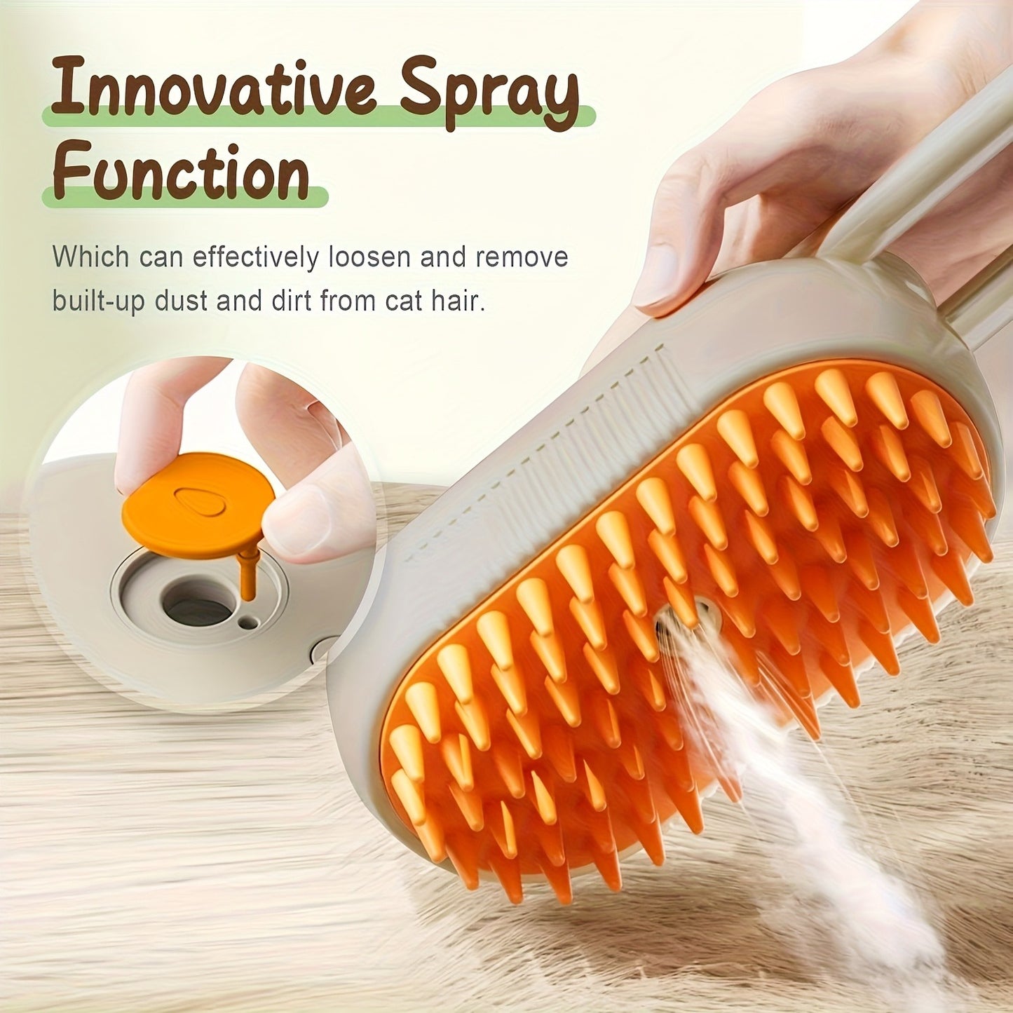 Cat Grooming Steam Brush – Self-Cleaning 4-in-1 Pet Brush with Spray for Cats & Dogs Shedding Grooming Control Deshedding Tool