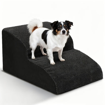 Dog Stairs for High Beds & Sofa – Extra Wide Foam Pet Steps with Non-Slip Bottom, Soft Cushioned Dog Ramp for Couch, Ideal for Small Dogs