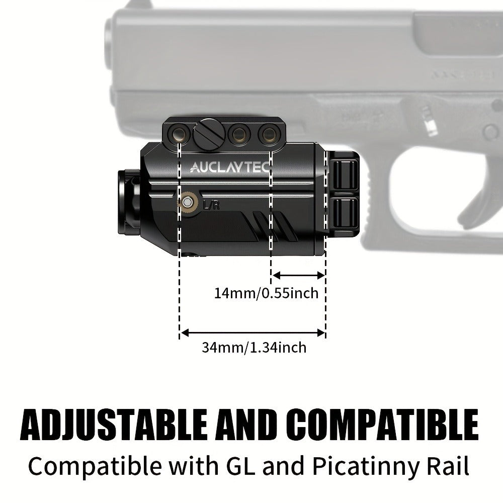 Pistol Light Laser Combo 500 Lumens – Green Red Blue Laser Sight, 5 Modes, USB-C Rechargeable, Fits Subcompact & Compact Handguns