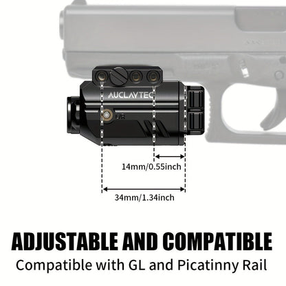 Pistol Light Laser Combo 500 Lumens – Green Red Blue Laser Sight, 5 Modes, USB-C Rechargeable, Fits Subcompact & Compact Handguns