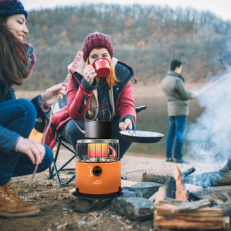 Portable Propane Heater Stove 2-in-1 Camping Gas Stove & Heater 3680-9000 BTU with Ignition, Stainless Steel