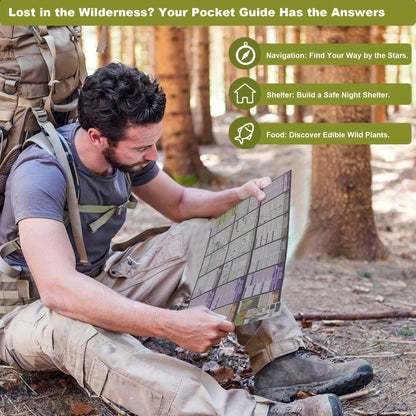 Pocket Survival Guide Card – 67 Life-Saving Skills & 175 Tips | Waterproof EDC Emergency Reference for Hiking, Camping & Disaster Prep