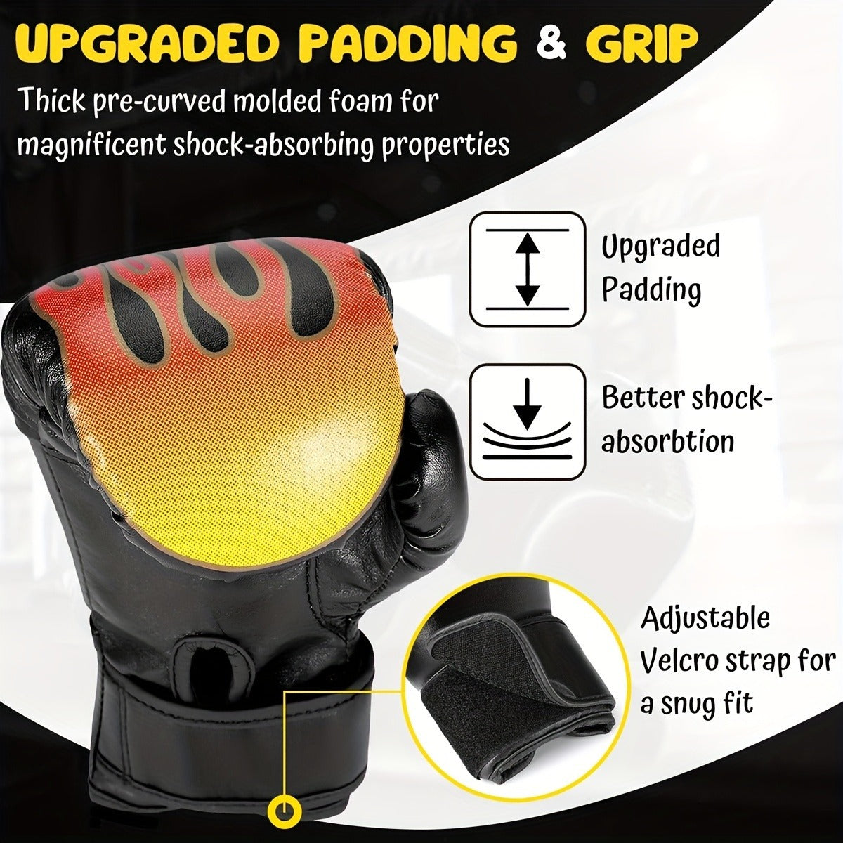 Boxing Training Gloves with Pearl Sponge Padding – Professional Shockproof Faux Leather Gloves for Muay Thai, Sparring