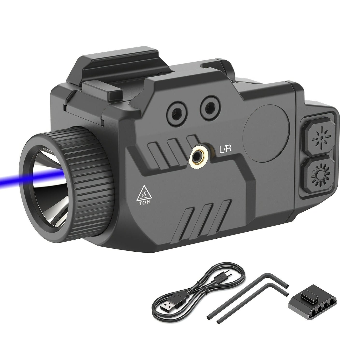 Handgun Light & Laser Combo – 750 Lumen Rechargeable Pistol Flashlight with Red/Green/Blue Laser Sight, Strobe Function