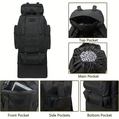 Large Capacity Expandable Outdoor Backpack 26-42 Gal – Soft Shell Geometric Pattern Hiking Rucksack for Camping