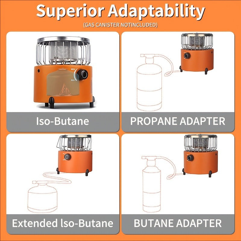 Portable Propane Camping Stove Heater 9000 BTU, 3-in-1 Indoor Outdoor Gas Burner with Adjustable Flame