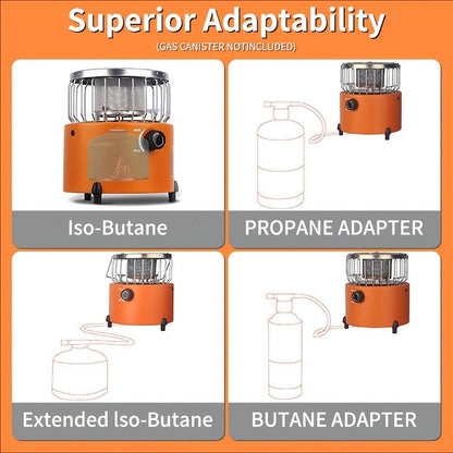 Portable Propane Camping Stove Heater 9000 BTU, 3-in-1 Indoor Outdoor Gas Burner with Adjustable Flame