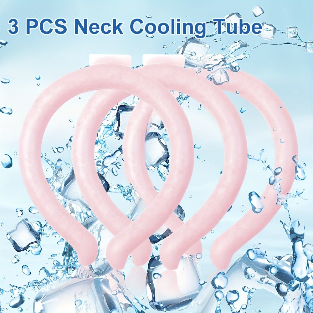 Cooling Neck Ring 3-Pack – Wearable Ice Gel Tube Wrap for Hot Weather, Outdoor Sports, Heat Relief & Hot Flashes, Freezes at 28°C