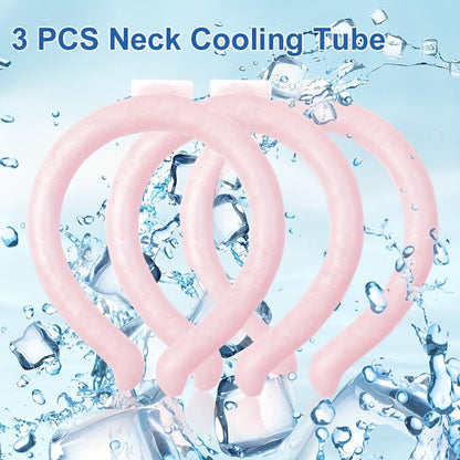 Cooling Neck Ring 3-Pack – Wearable Ice Gel Tube Wrap for Hot Weather, Outdoor Sports, Heat Relief & Hot Flashes, Freezes at 28°C