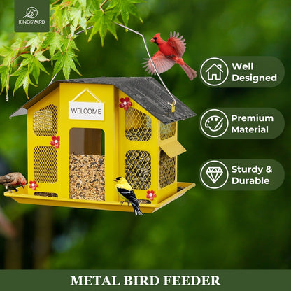 Metal Bird Feeder for Outside – 4 Lbs Large Capacity Hanging Wild Bird Feeder, for Garden, Yard and Pest Management