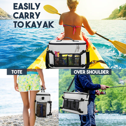 Kayak Cooler Bag with Lawn-Chair Style Seat Back – Insulated Portable Ice Chest for Kayaking, Boating, Beach, Camping & Travel
