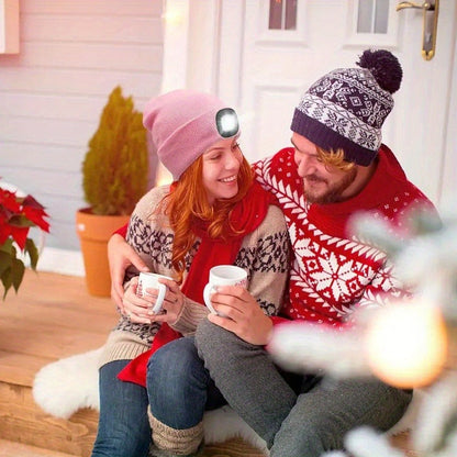 LED Knit Beanie with USB Rechargeable Lights – Light-Up Acrylic Knit Hat for Running, Hiking & Outdoor Activities