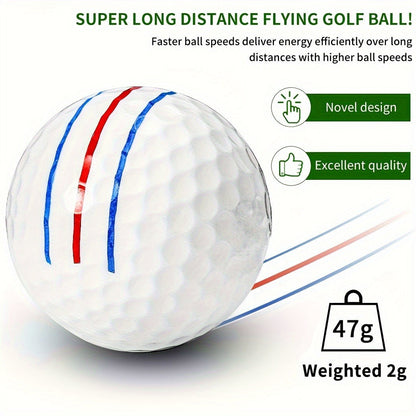 Golf Balls 6pcs Long Distance High Speed with 360-Degree Aiming Line Add 40+ Yards Distance Durable Performance Golf Ball Set for Men Women