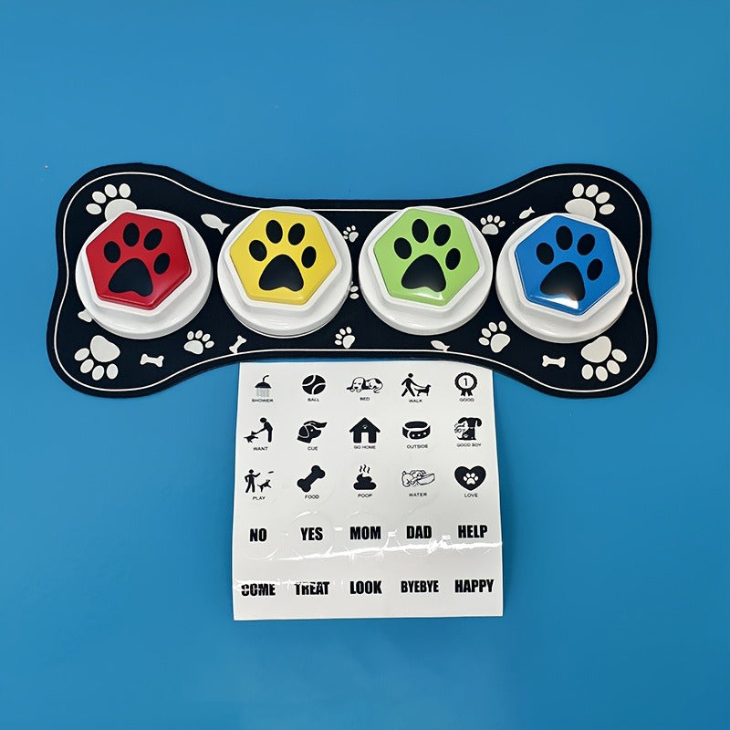 Dog Communication Buttons for Talking – Pet Training Buttons with Mat, Recordable Dog Talking Button Set, Durable Easy-Clean