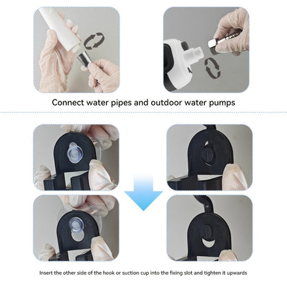 Portable Outdoor Shower with Light 2-in-1 – 2000mAh Rechargeable, Power Display, Spray Nozzle, Hose & Suction Cup – Camping, Hiking
