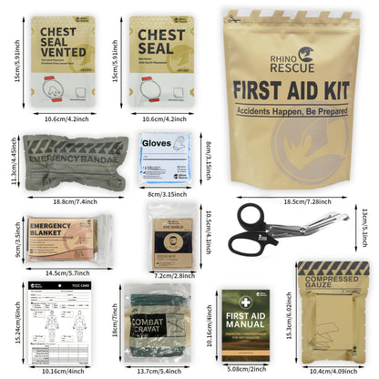 11-Piece IFAK Refill First Aid Kit with Labeled Dressing, Blanket, Gauze, Glove, Manual and Scissor Supplies