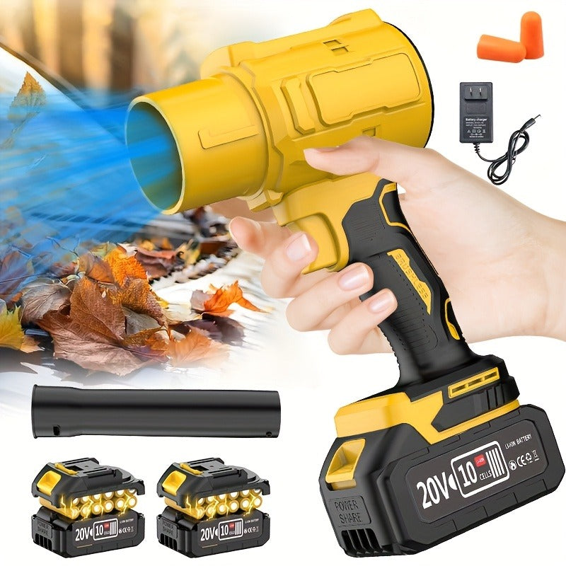 20V Cordless Leaf Blower with 50, 000 RPM Marking, Yellow or Green Body and Six Dual-Battery Package Options