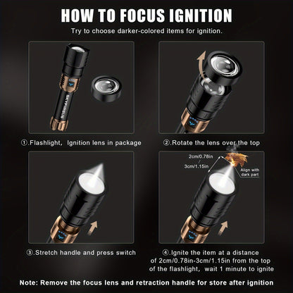 Flashlight Zoomable Rechargeable Cycling Light with Four Modes and Seven Listed Kit Configurations