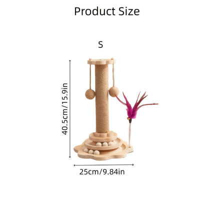 Cat Toy Sisal Scratching Post with Wood Base in Standard, Mushroom or Dolphin Shapes and Six Size Options