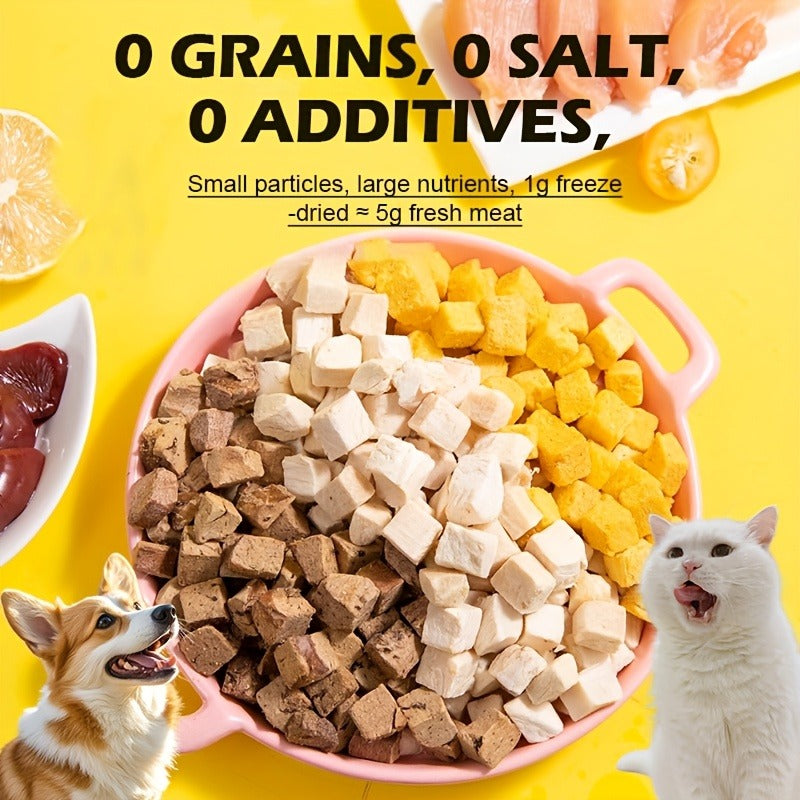 Freeze-Dried Dog Treats 150g Triple Combo – Beef Liver, Chicken & Egg Yolk Grain-Free High Protein Crunchy Bites for Small Dogs, Puppies