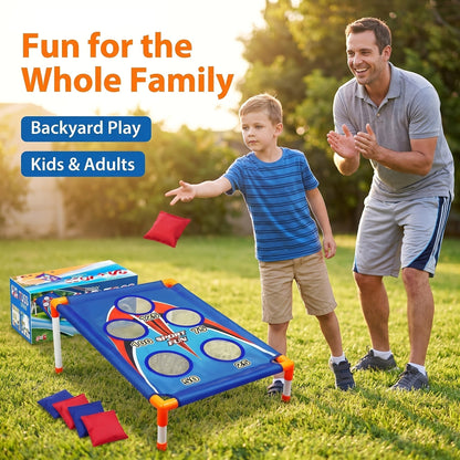 Bean Bag Toss Game Set – 5-Hole Scoring Board, 8 Bean Bags & Carry Bag – Outdoor Backyard Lawn & Beach Game for Adults & Kids, Family Party