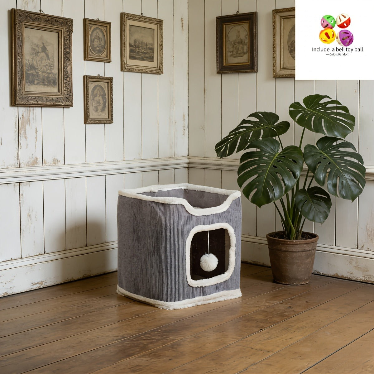 Cat Tree Tower Multi-Level Foldable – Indoor Cat House with Scratch Resistant Post, Soft Top Cat Bed, Cat Hideaway & Bell Ball Toy