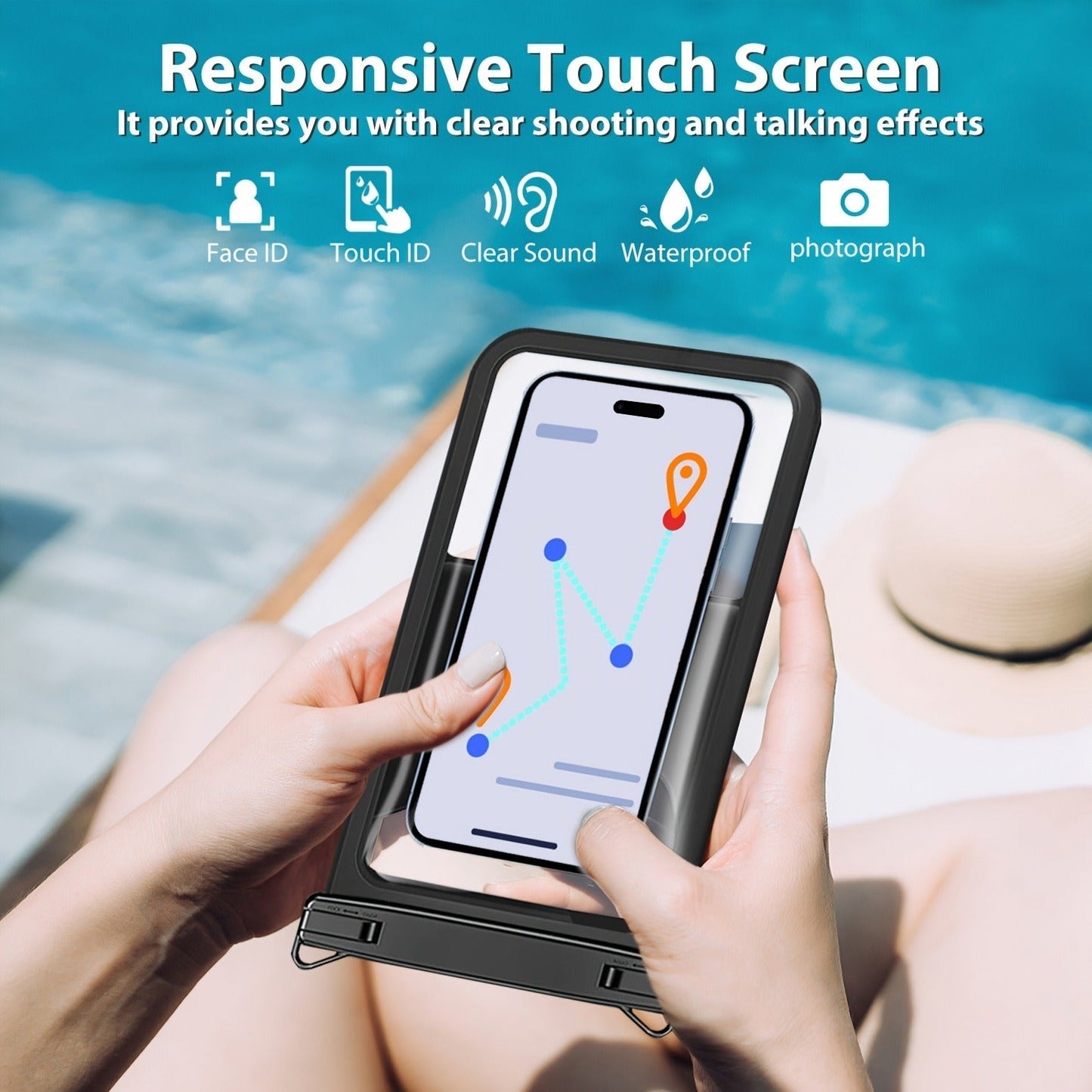 Waterproof Phone Pouch 2-Pack Double Layer Black & Cyan – PVC Dry Bag for Swimming, Rafting & Water Sports, Fits Up to 7.5"