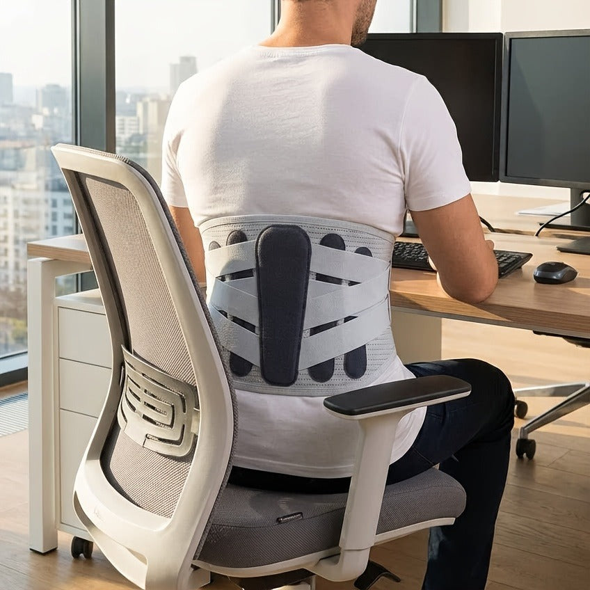 Lumbar Support Belt for Men & Women – Adjustable Lower Back Brace with Aluminum Alloy Reinforcement, Breathable Hook-and-Loop Waist Support