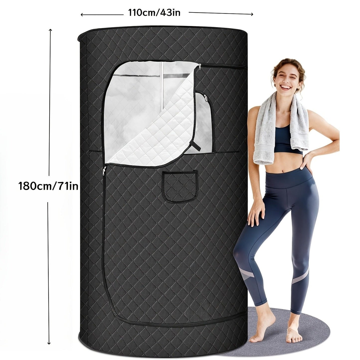 Home Steam Sauna Tent 1200W Personal Spa Box with 10-Min Fast Heating, 9 Heat Levels, 101oz Steamer