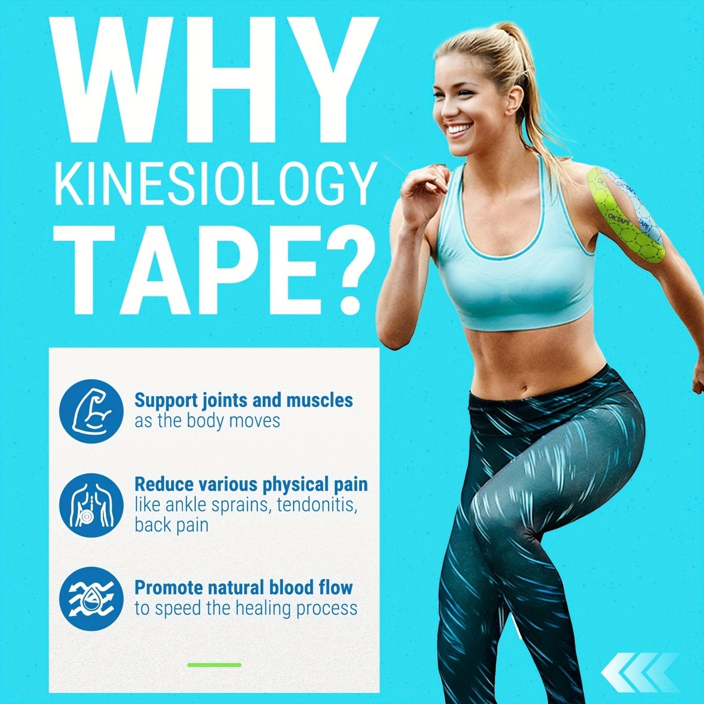 Kinesiology Tape 20 Precut Strips Green – Elastic Athletic Muscle Support Tape, Waterproof Performance K Tape for Sports, Running