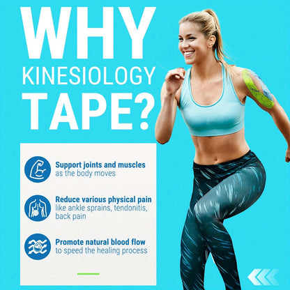 Kinesiology Tape 20 Precut Strips Green – Elastic Athletic Muscle Support Tape, Waterproof Performance K Tape for Sports, Running