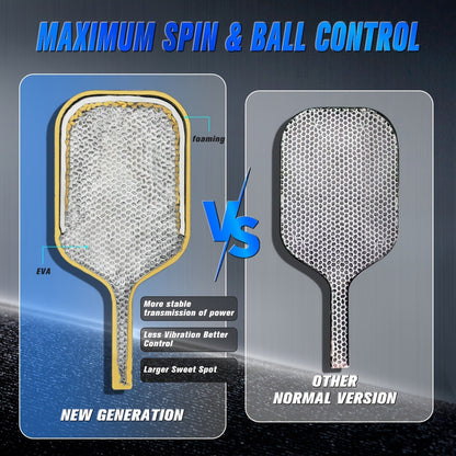 Carbon Fiber Pickleball Paddle T800 Thermoformed – 16mm Double Foam EVA Core, Elongated Racket for Spin, Power & Control