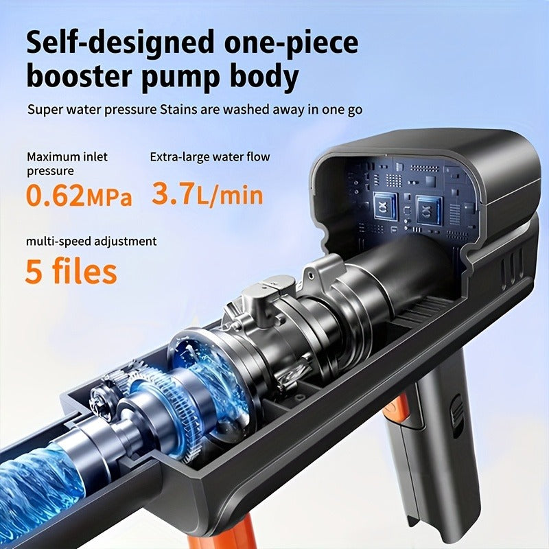 Portable Pressure Washer Cordless 980PSI, 3x 4000mAh Batteries, 5-in-1 Nozzle, Foam Cannon, 33FT Hose