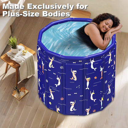 Foldable Bathtub 130 Gallon XL Deep Soak Tub for Adults, Ice Bath & Hot Spa, Indoor Outdoor, One-Piece Fold-Flat Design 31.5"x31.5"x26"