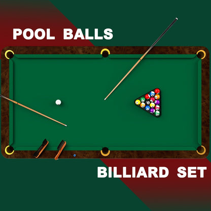 71-Piece Pool Table Accessory Set with Numbered Balls, Cues, Triangle Rack, Chalk, Tips and Brushes