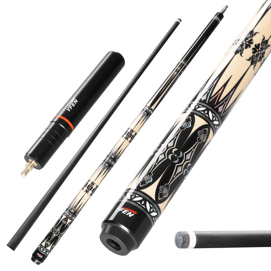 Carbon Fiber Pool Cue Stick Low Deflection Billiard Cue with 11.8mm 12.5mm Tip Pro-Taper Shaft Canadian Maple Butt Extension Compatible