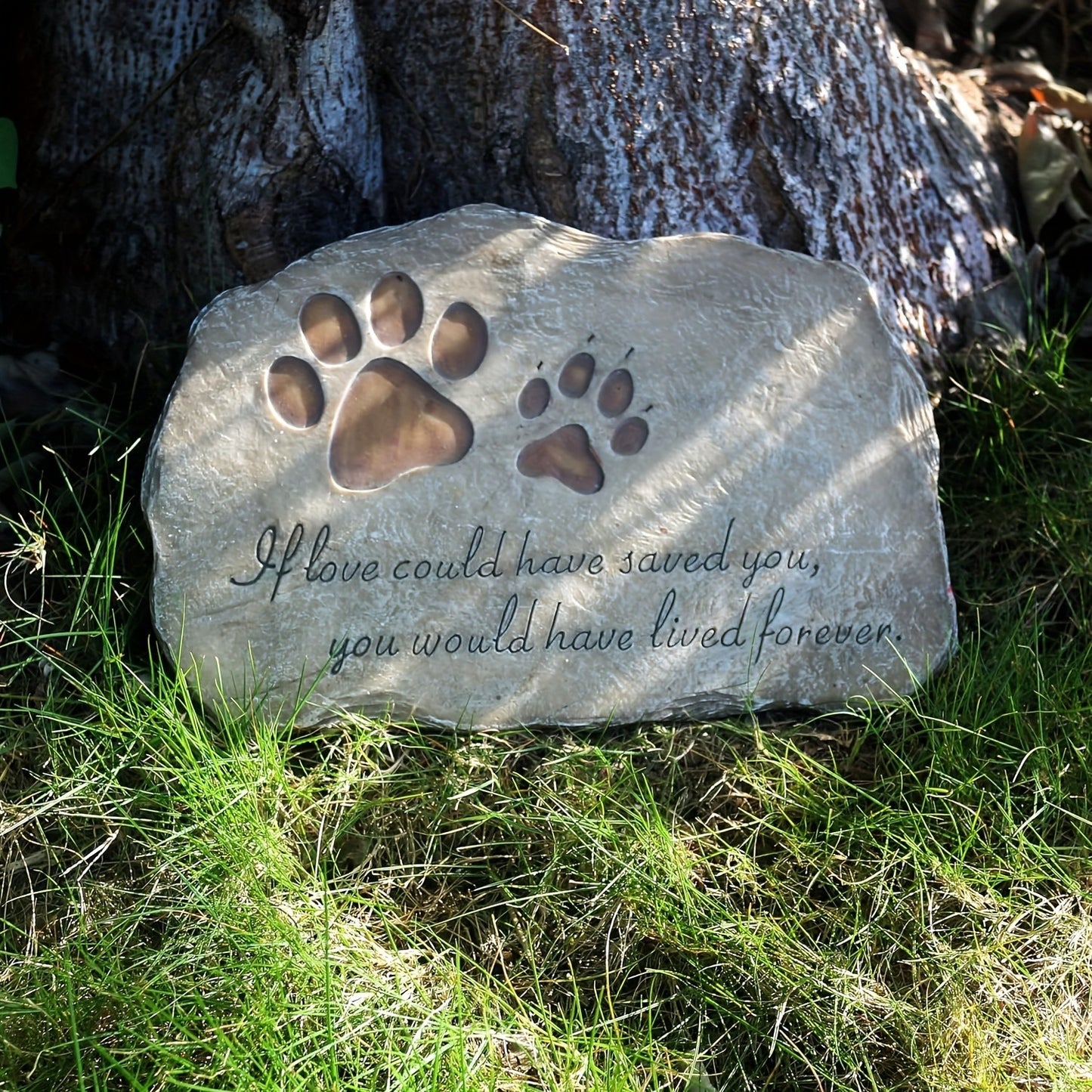 Pet Memorial Stone Hand-Painted Paw Print Garden Grave Marker for Dogs & Cats, Sympathy Loss Gift Indoor Outdoor Pet Remembrance Stone