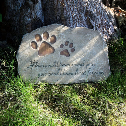 Pet Memorial Stone Hand-Painted Paw Print Garden Grave Marker for Dogs & Cats, Sympathy Loss Gift Indoor Outdoor Pet Remembrance Stone