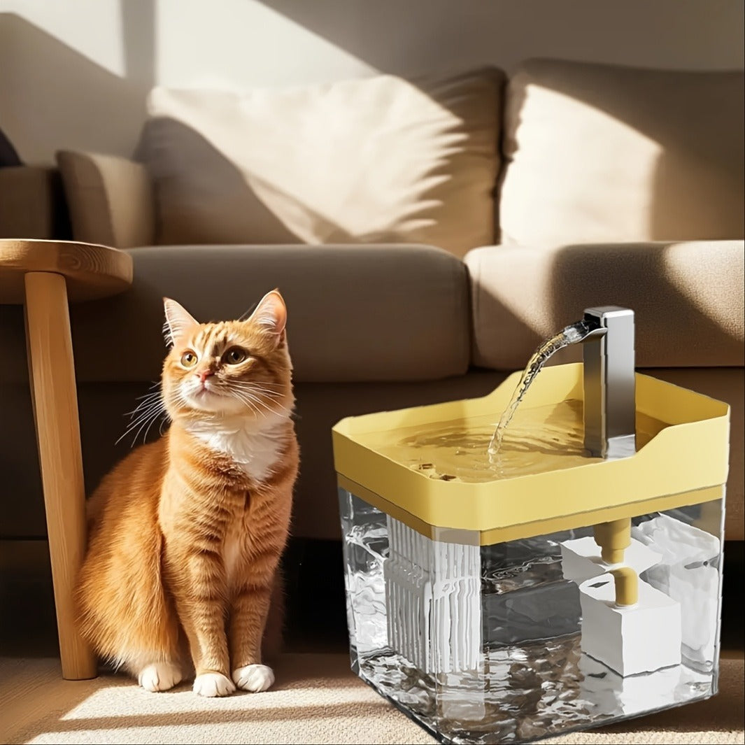 Pet Water Fountain Automatic 4-Stage Filtration – Ultra-Quiet USB Powered Circulating Fresh Water Dispenser with Visible Water Level Window