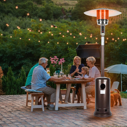 Outdoor Propane Patio Heater 46000 BTU Freestanding Tower with Wheels, Bronze Powder-Coated, Commercial & Residential