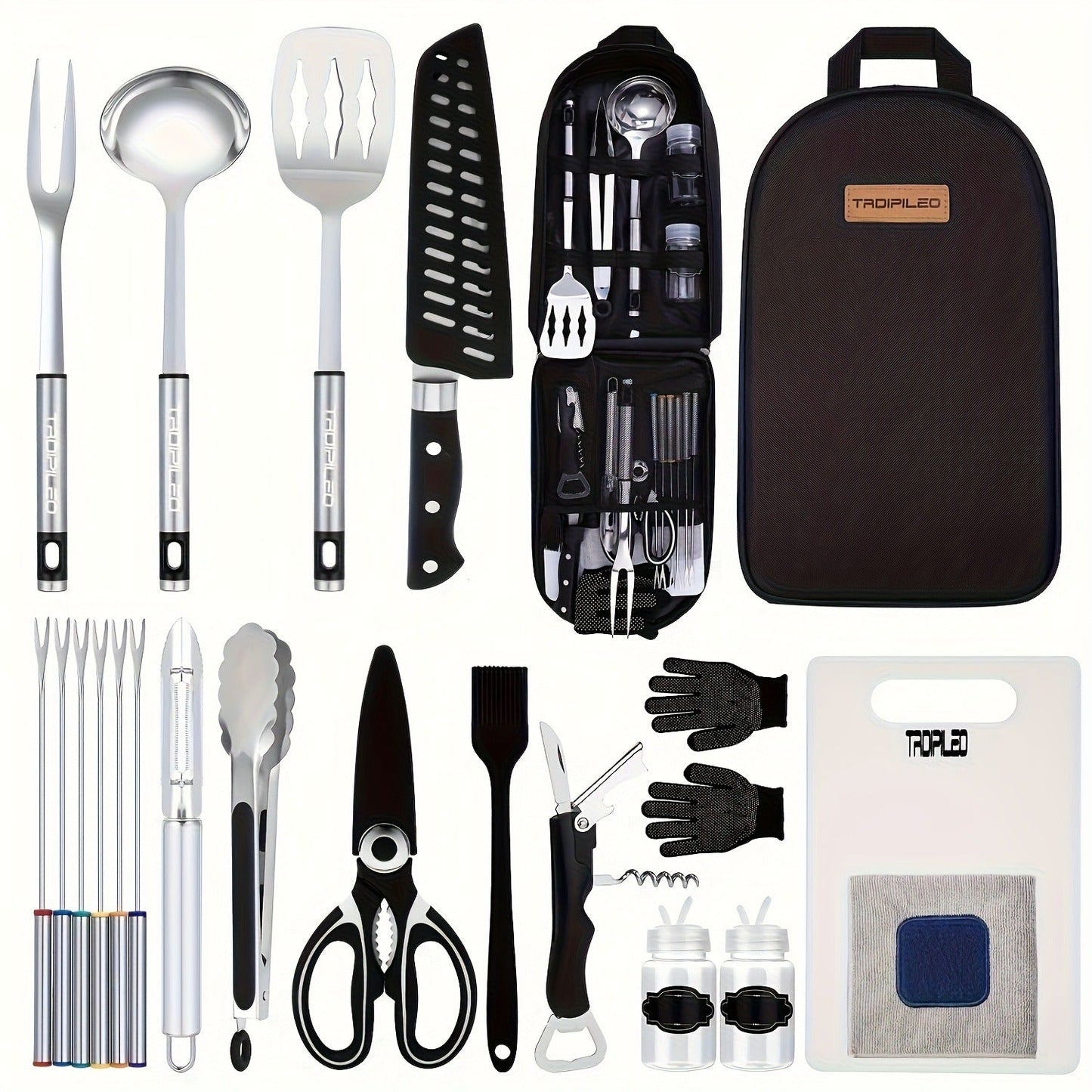 Camping Cookware Set Outdoor Kitchen Cooking Kit – Essential Camp Gear for Barbecue, Meal Prep & Outdoor Cooking at Campsites & Parks