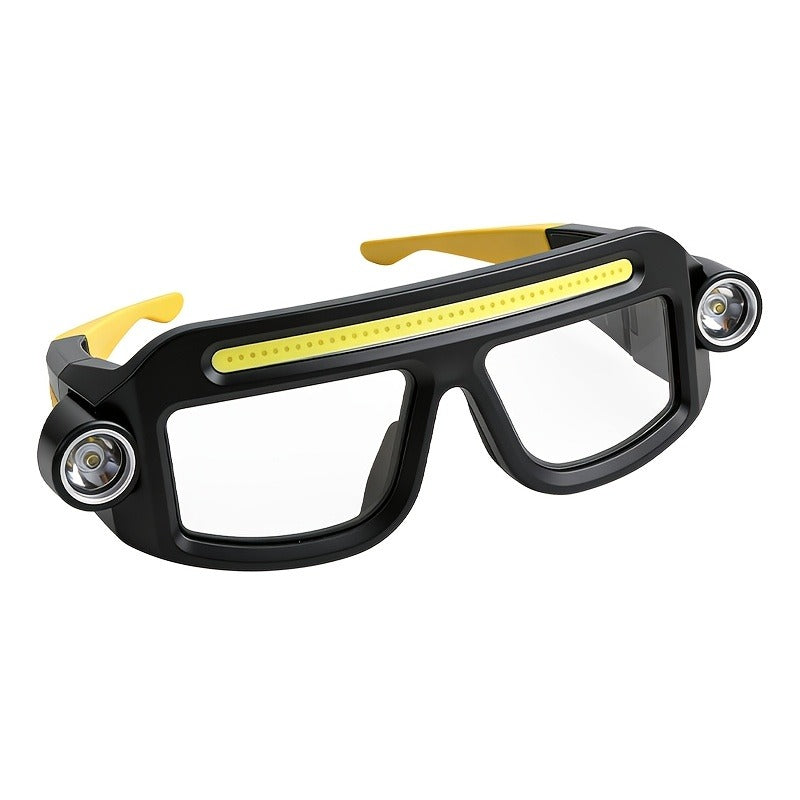 LED Headlamp Glasses Light – USB Rechargeable Head Torch with Rotatable Beam, Adjustable Brightness & Strobe Mode for Night Running