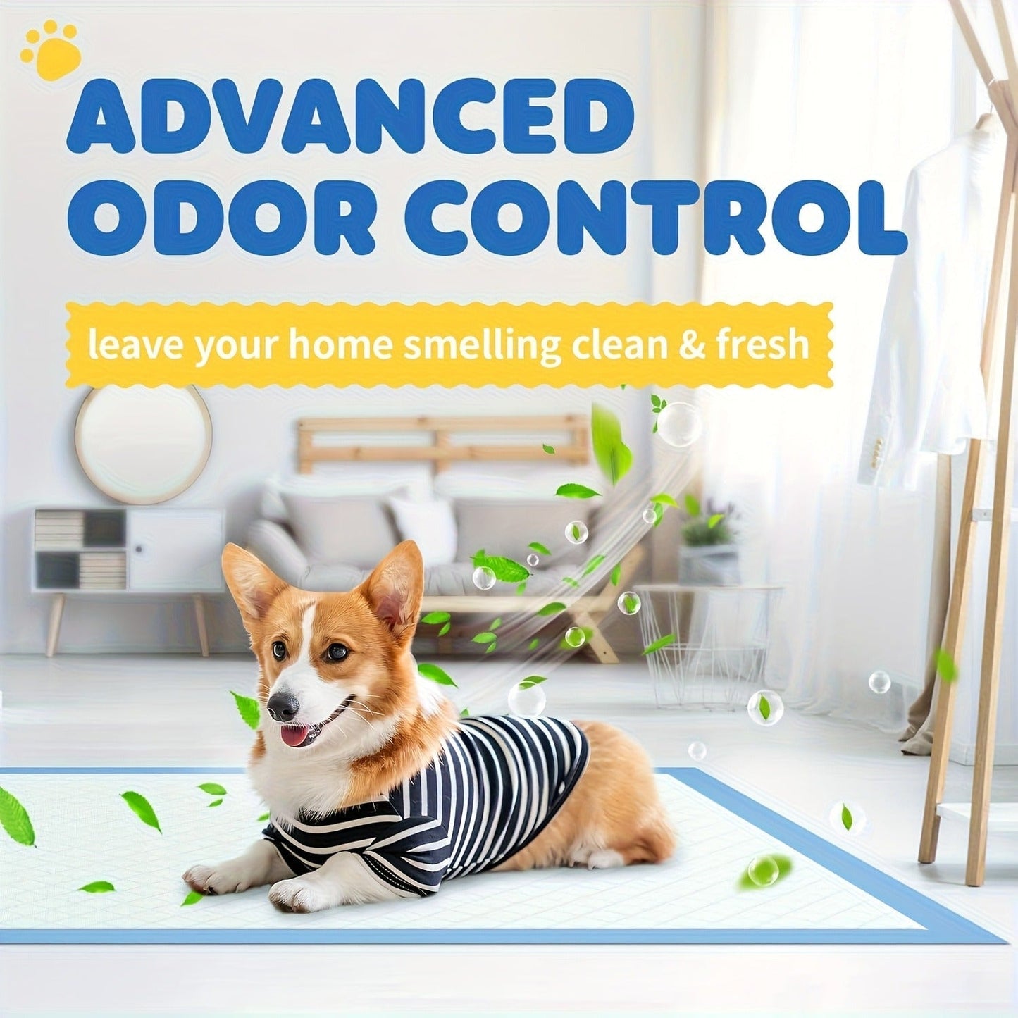 Six-Layer Disposable Pet Pads with 50, 101 or 200-Piece Pack Options and Blue-White Design