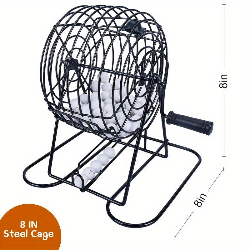 Bingo Game Set Metal Cage Lottery Machine Vintage Desktop Bingo Caller Kit for Family Game Night Party Adults Kids Birthday Holiday