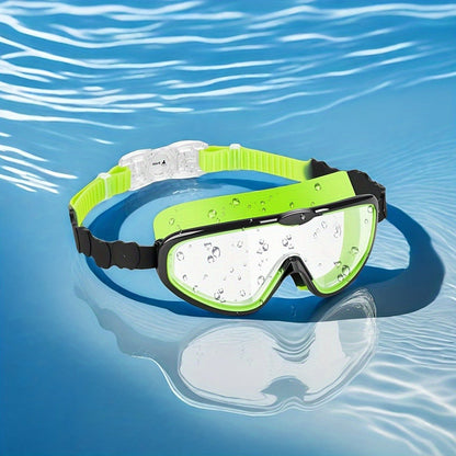 Youth Swimming Goggles with 5.51-Inch Clear Lens Frame, 18.8-25-Inch Adjustable Strap and Green or Green-Pink Options