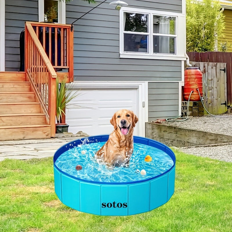 Foldable Dog Pool, Portable Hard Plastic Pet & Kids Swimming Pool, Anti-Slip Collapsible Bathtub for Indoor Outdoor Backyard Use