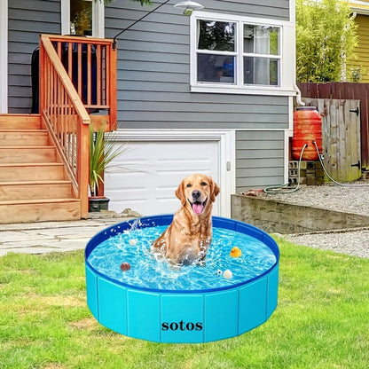 Foldable Dog Pool, Portable Hard Plastic Pet & Kids Swimming Pool, Anti-Slip Collapsible Bathtub for Indoor Outdoor Backyard Use
