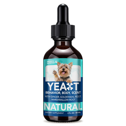 Yeast Supplement Drops for Dogs & Cats – No Odor Formula with Pau D’Arco Bark & Goldenseal Herb Liquid Extract | Easy-to-Use Pet Antifungal