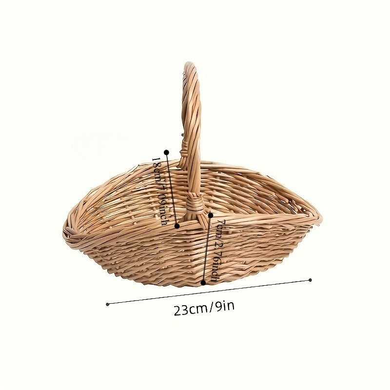 Natural Wicker Storage Basket with Thick-Wall Oval Design for Flowers, Produce and Farmhouse Display