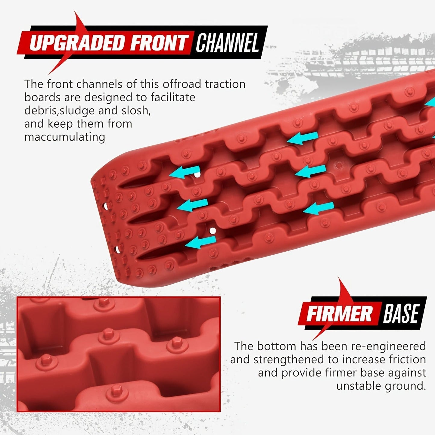 Off-Road Traction Boards Recovery Tracks 2-Pack – 10-Ton Capacity, 40”×11.8” PP Traction Mats for Sand, Mud & Snow